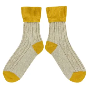 Oatmeal & Yellow Cashmere Blend Slouch Socks