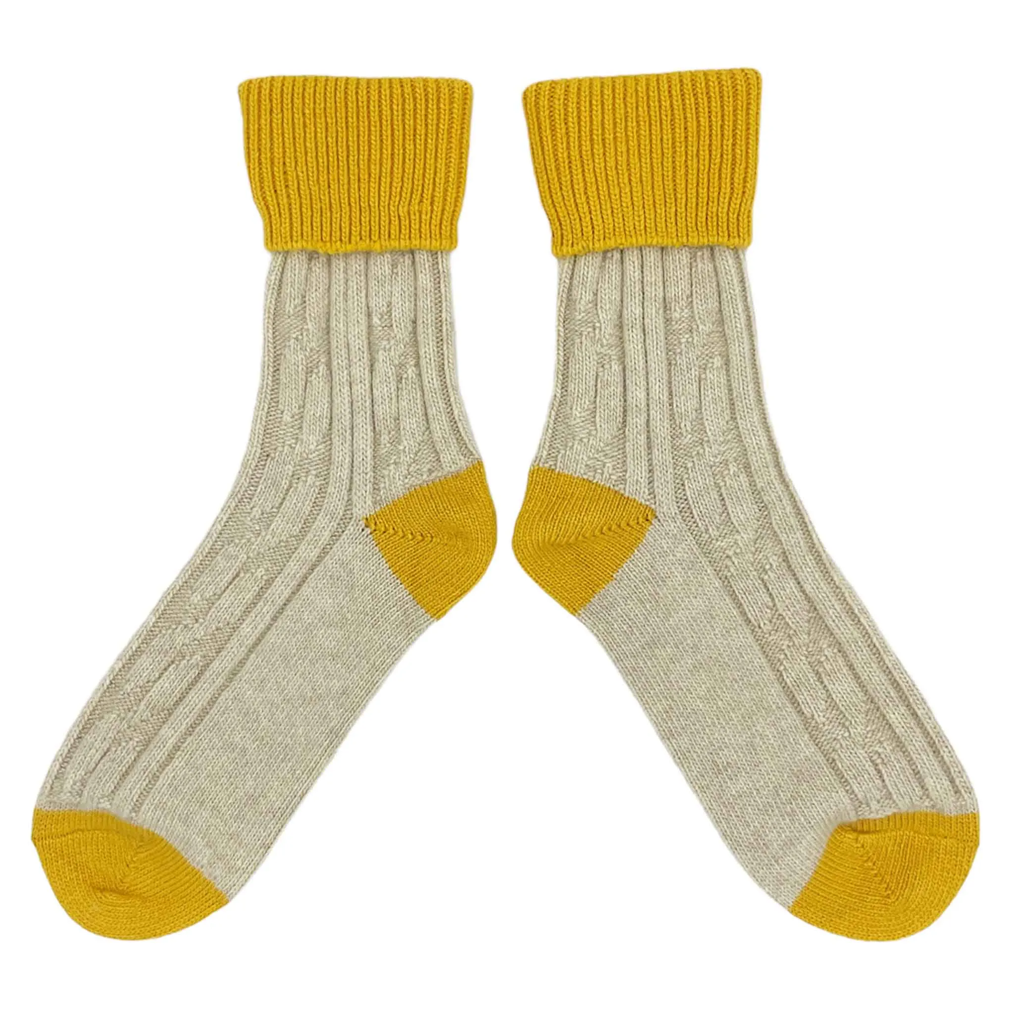 Oatmeal & Yellow Cashmere Blend Slouch Socks