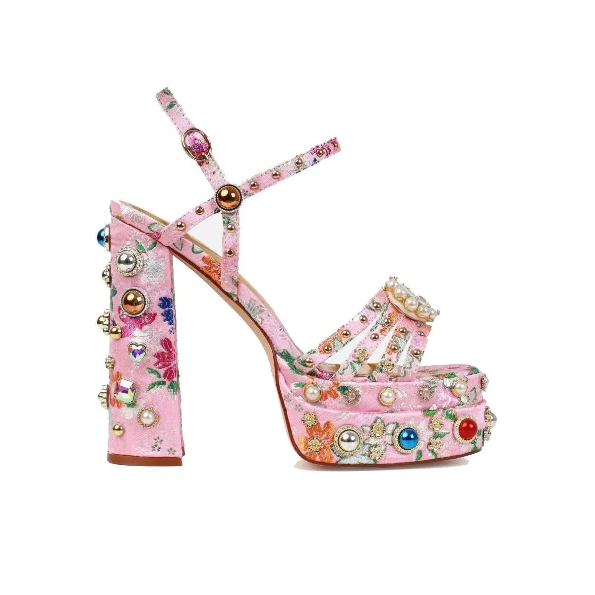 Queen Crystal Embroidery High Heels