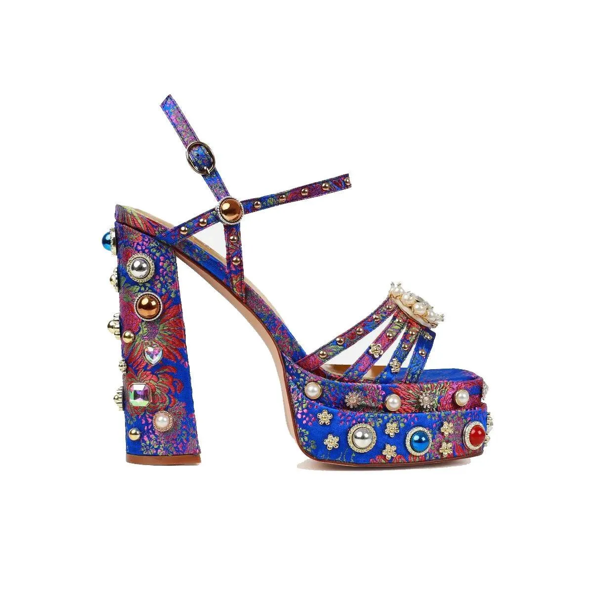 Queen Crystal Embroidery High Heels