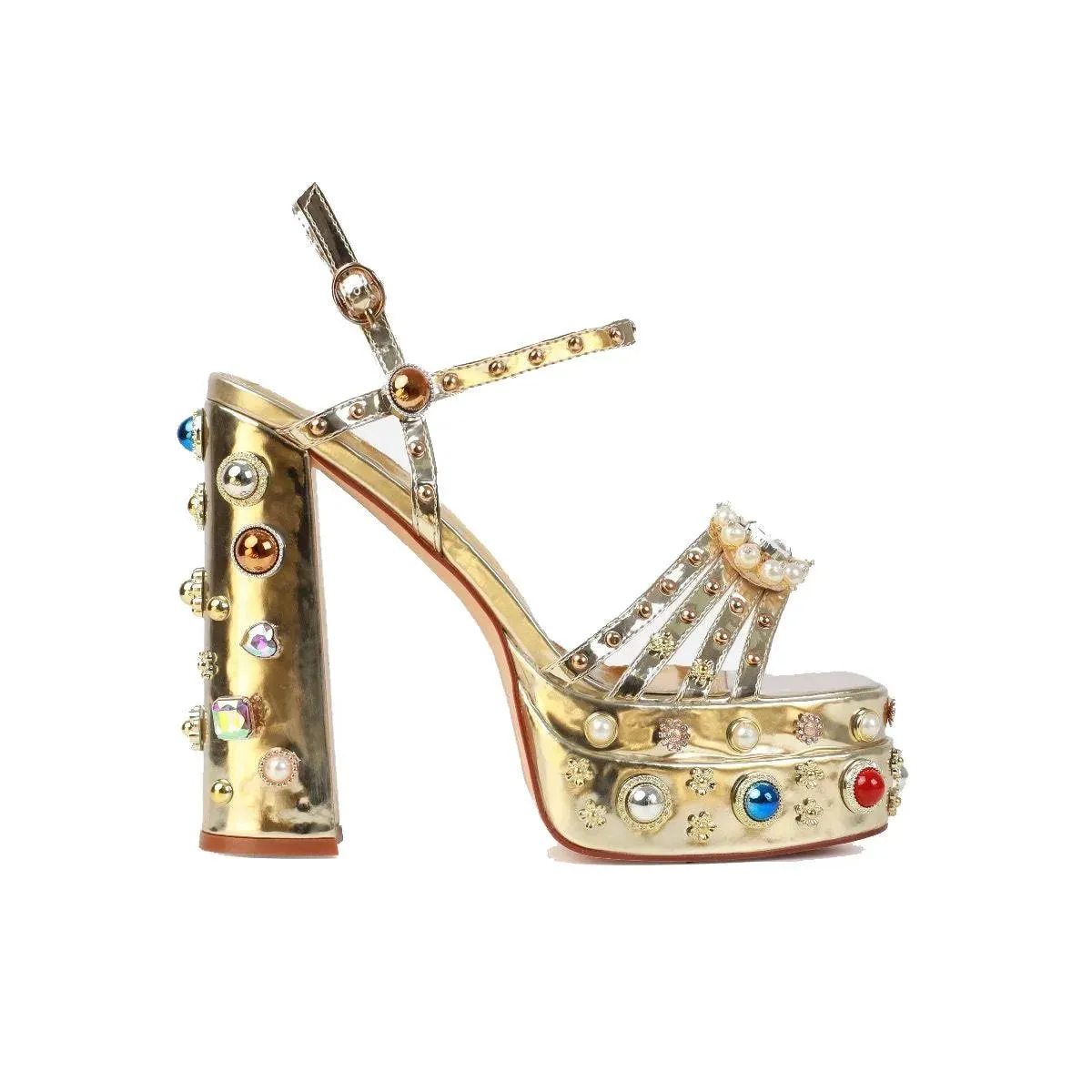 Queen Crystal Embroidery High Heels