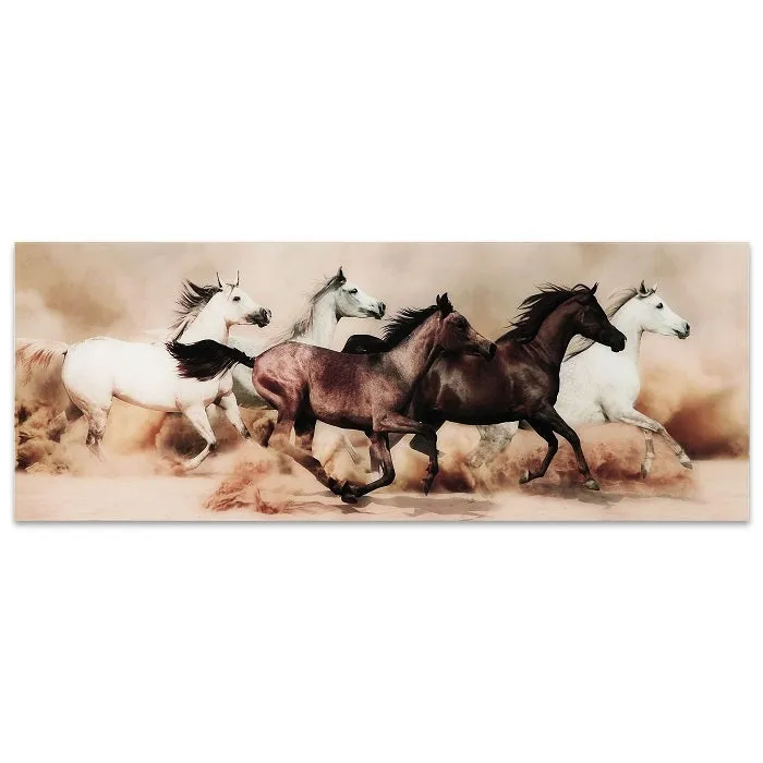 "Stampede" Frameless Free Floating Tempered Glass Panel Graphic Wall Art