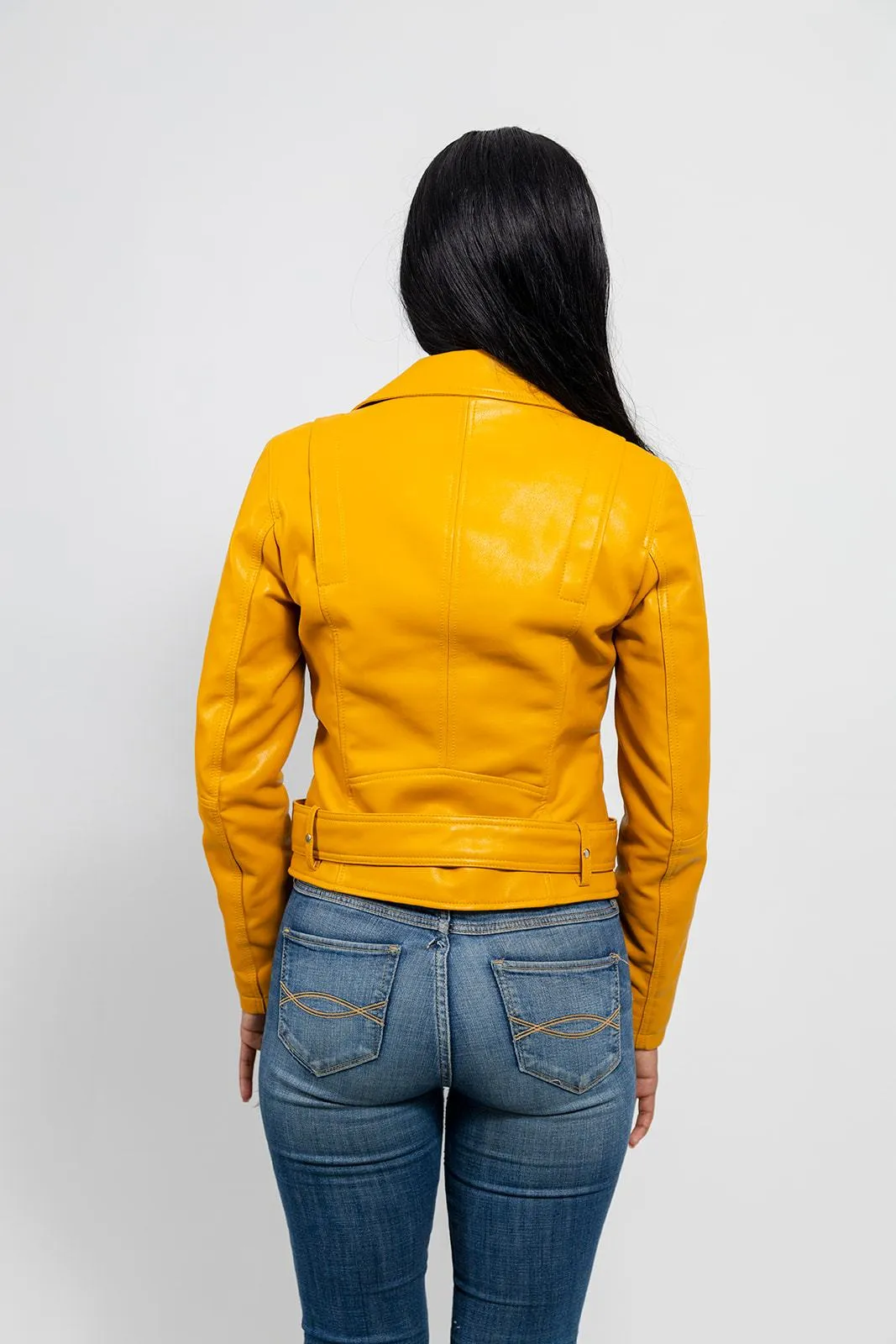 Remy - Women's Vegan Faux Leather Jacket (Mustard)