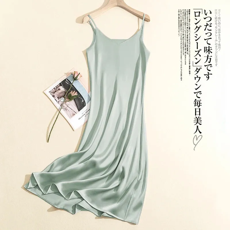 Satin Chic And Elegant Woman Dress Sexy Adjustable Strap Sleeveless Long Luxury Evening Dresses Birthday Dress Vestido De Mujer