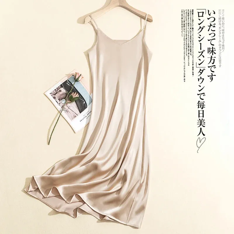 Satin Chic And Elegant Woman Dress Sexy Adjustable Strap Sleeveless Long Luxury Evening Dresses Birthday Dress Vestido De Mujer