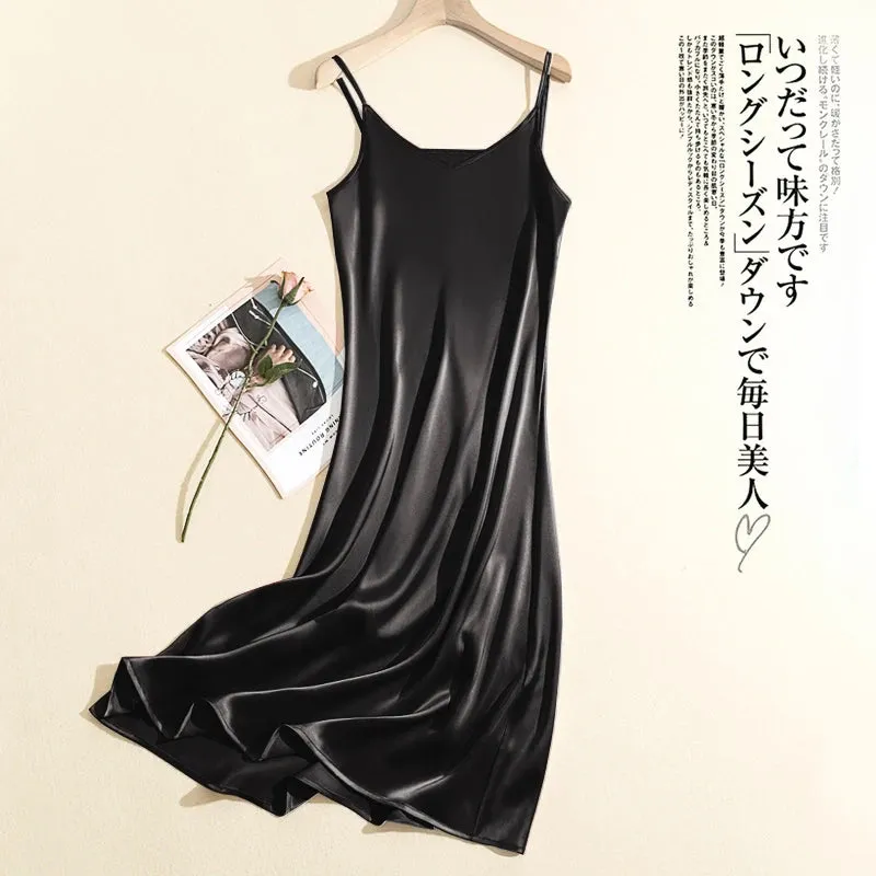 Satin Chic And Elegant Woman Dress Sexy Adjustable Strap Sleeveless Long Luxury Evening Dresses Birthday Dress Vestido De Mujer