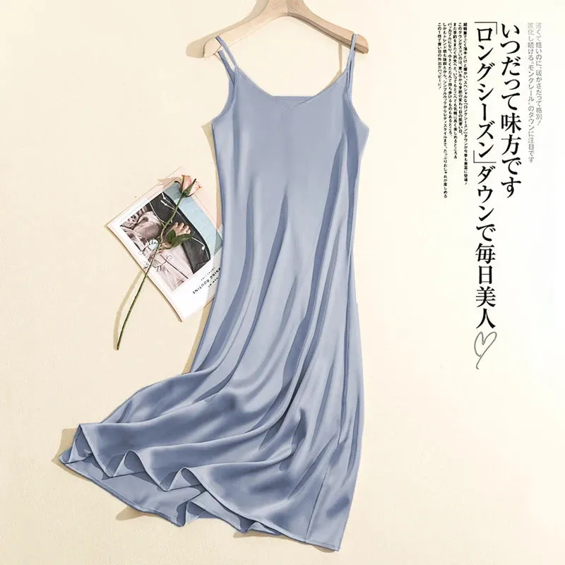 Satin Chic And Elegant Woman Dress Sexy Adjustable Strap Sleeveless Long Luxury Evening Dresses Birthday Dress Vestido De Mujer