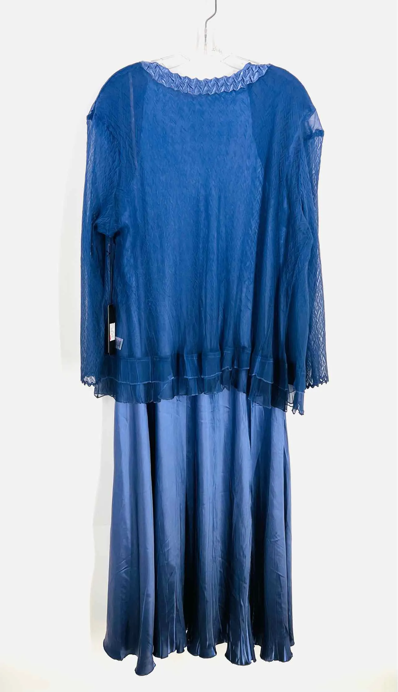 Size 3X Lt Blue Maxi Charmeuse NEW PLUS Dress Set-Plus