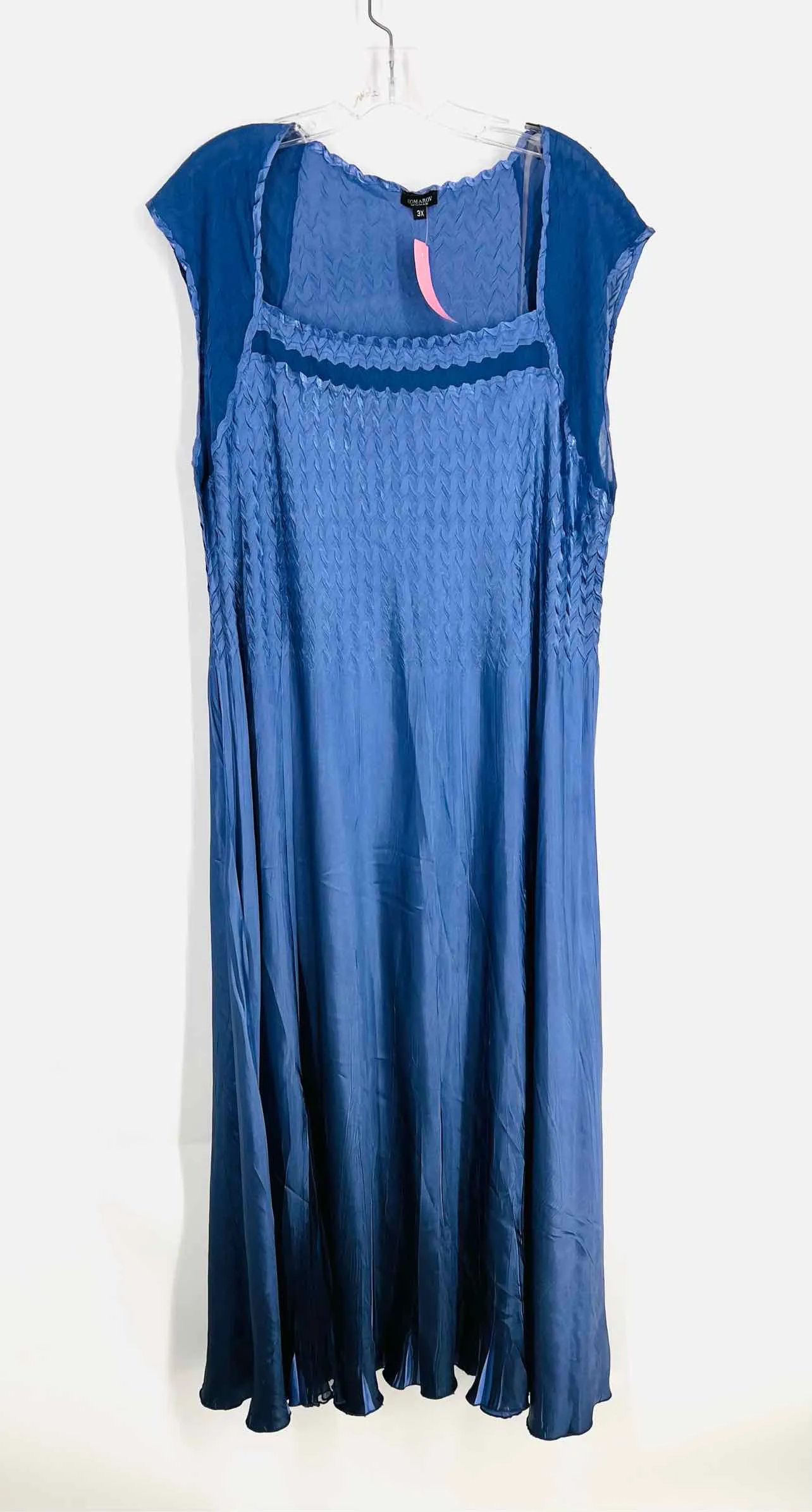 Size 3X Lt Blue Maxi Charmeuse NEW PLUS Dress Set-Plus