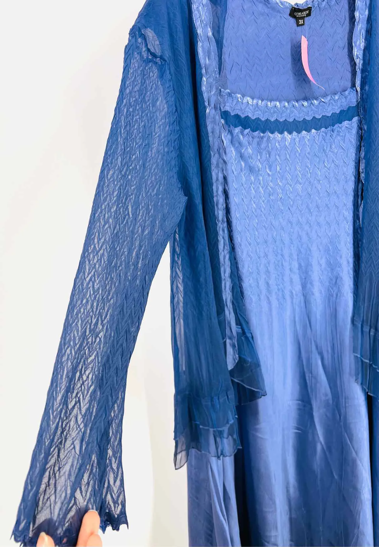 Size 3X Lt Blue Maxi Charmeuse NEW PLUS Dress Set-Plus