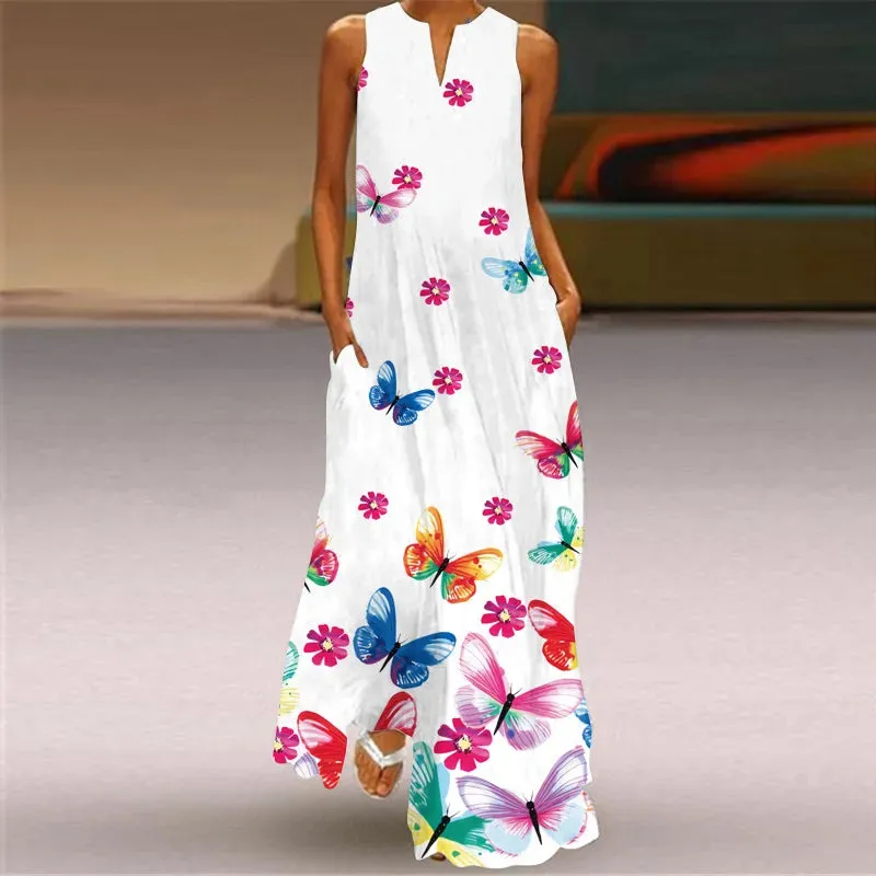 Summer Long Dress Women's Elegant Robe  Party Sleeveless  Casual Sundress Vintage  y2k Vestidos Para Mujer  S-5XL