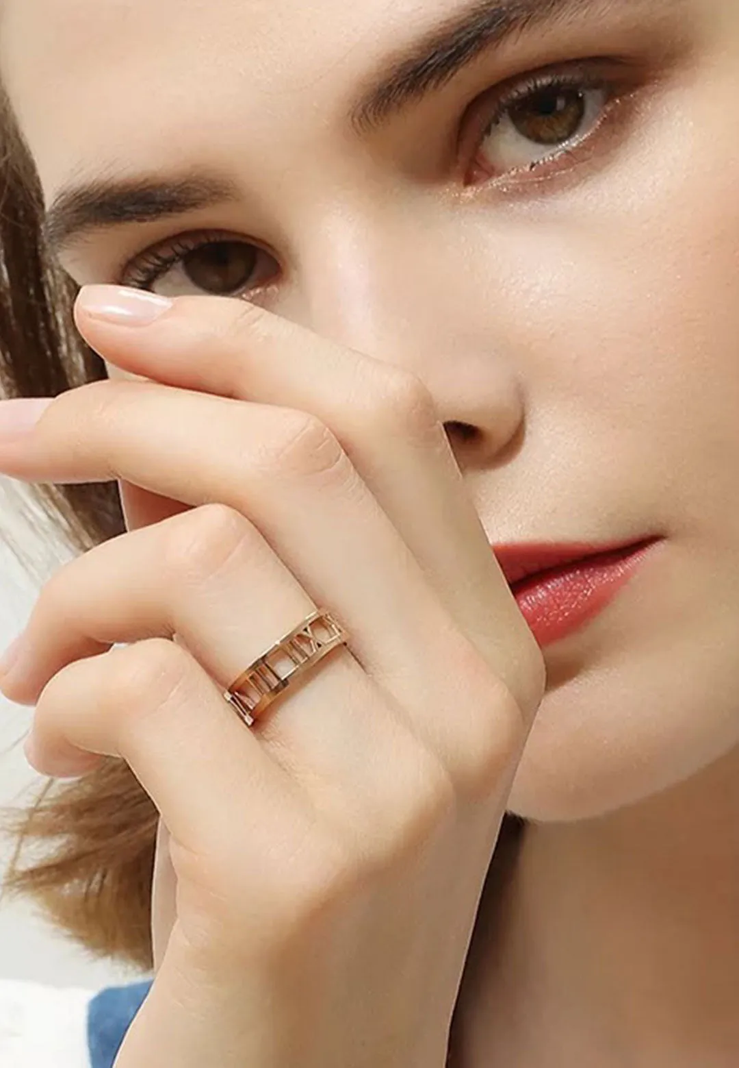 Trinity Roman Numeral Eternal Band Ring in Rose Gold
