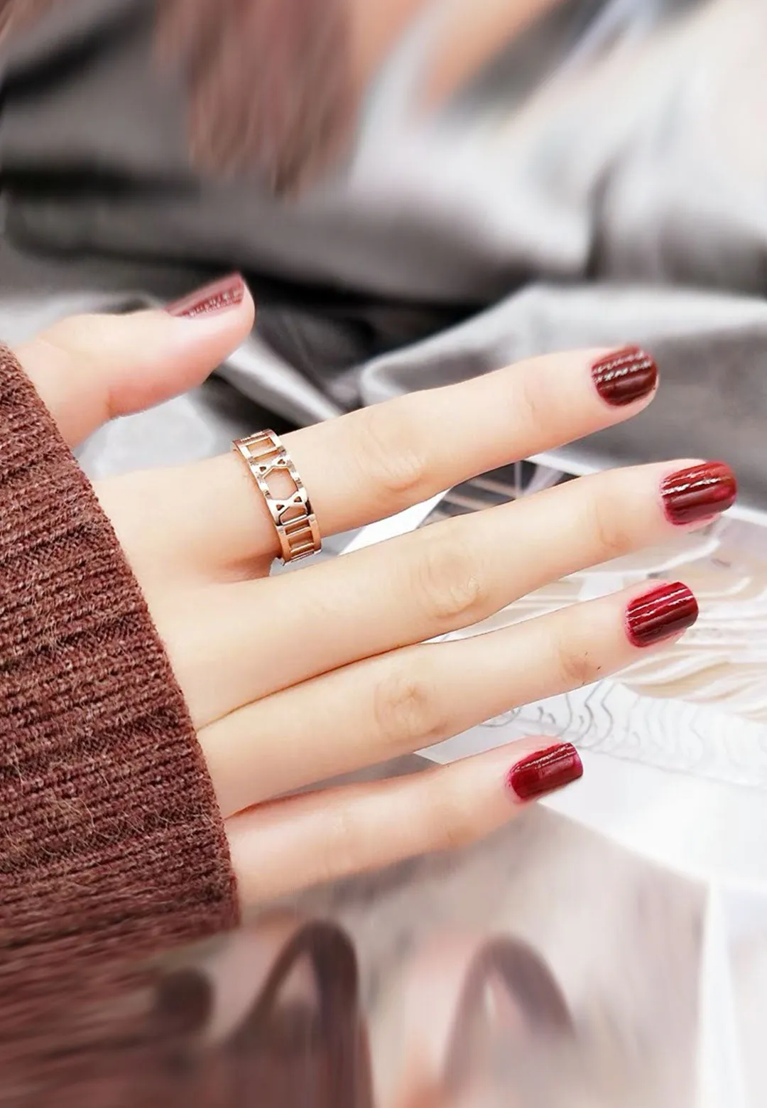 Trinity Roman Numeral Eternal Band Ring in Rose Gold