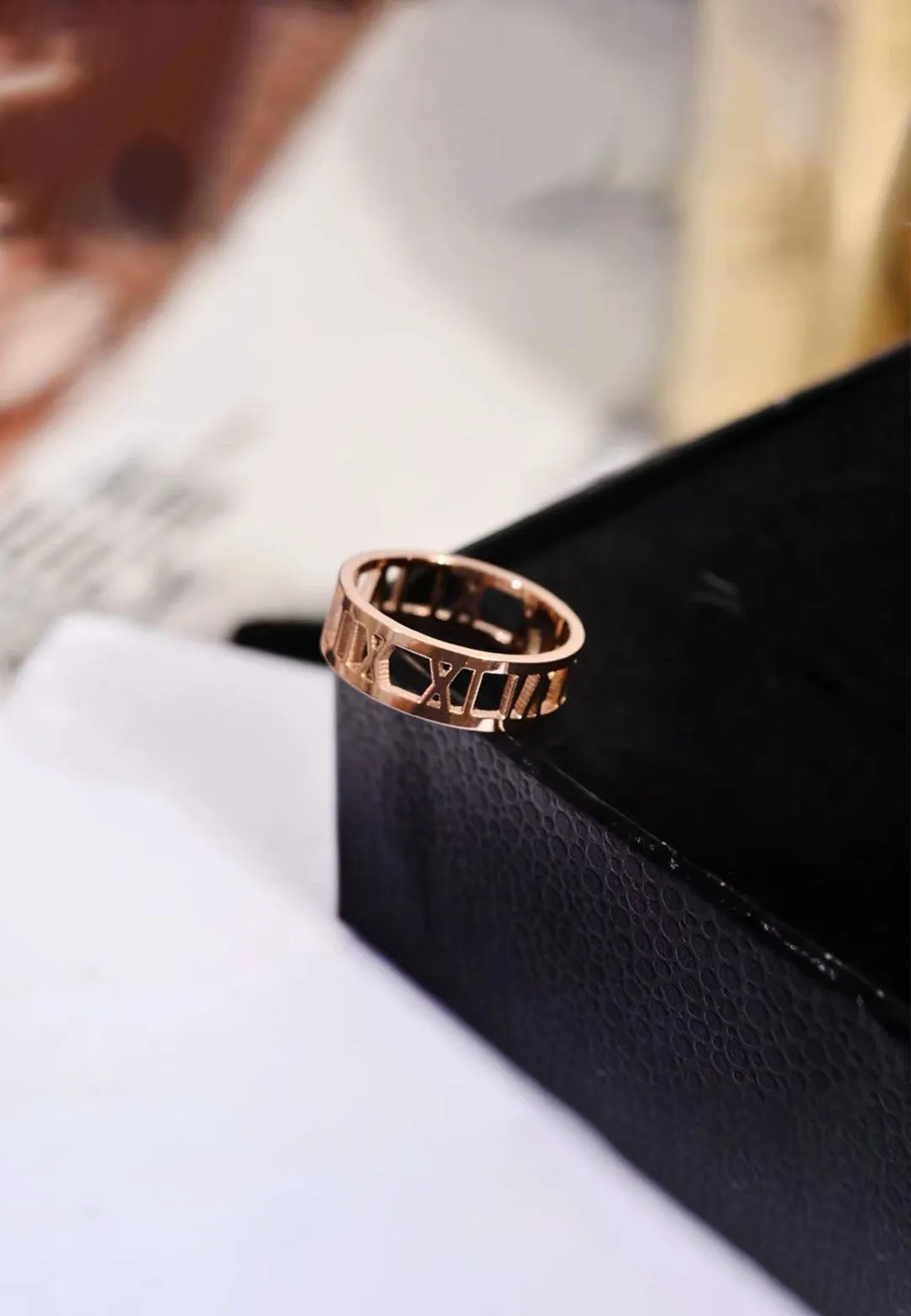 Trinity Roman Numeral Eternal Band Ring in Rose Gold