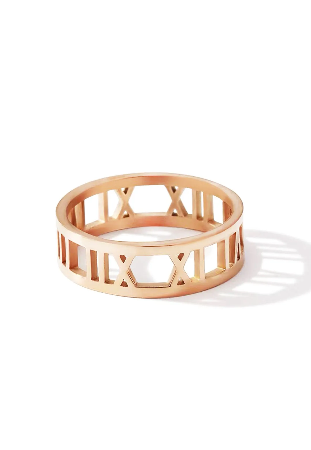 Trinity Roman Numeral Eternal Band Ring in Rose Gold