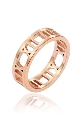 Trinity Roman Numeral Eternal Band Ring in Rose Gold