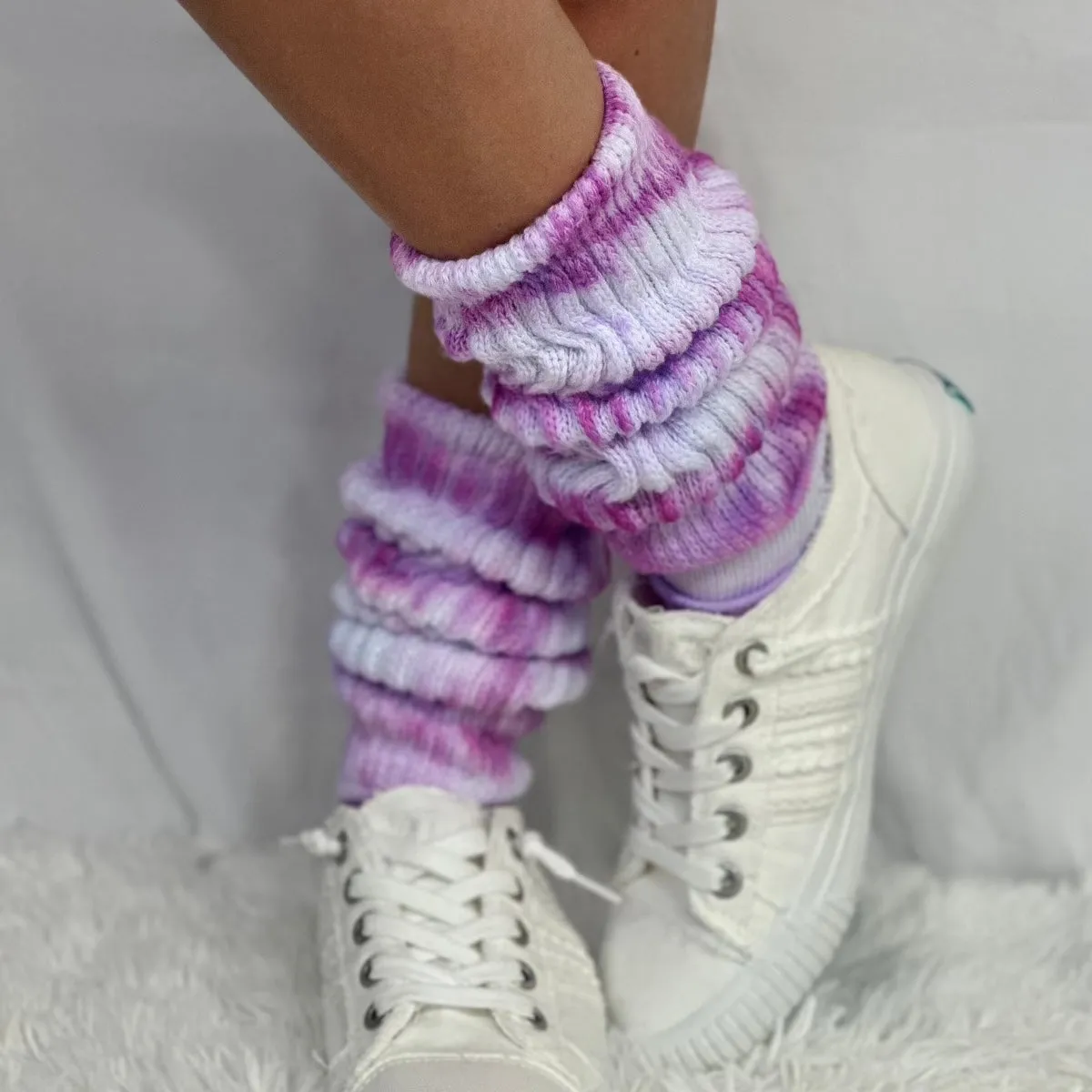 ULTIMATE  cotton  slouch socks women  - Tie dyed magenta