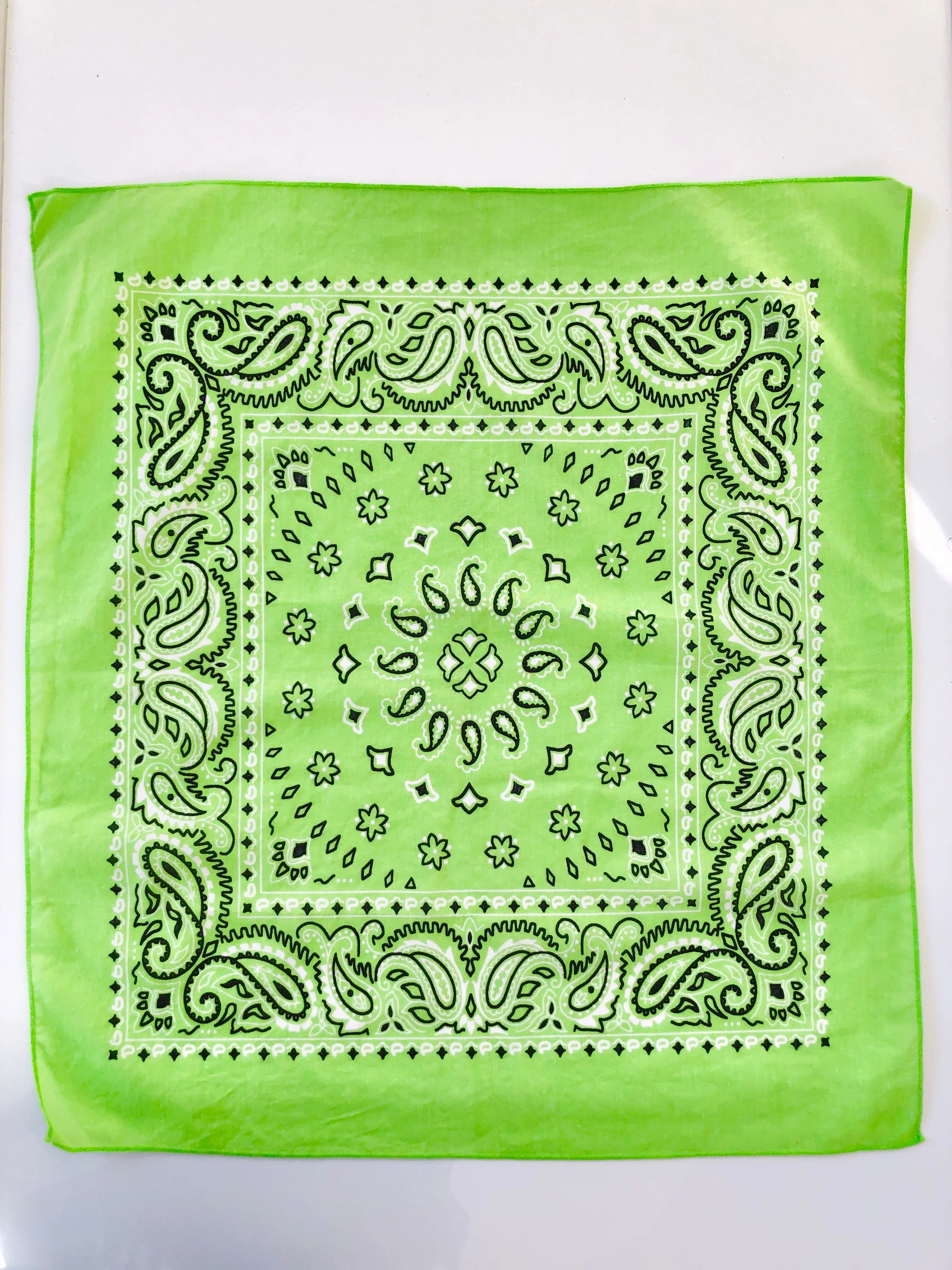VINTAGE: Cotton Bandana - Lime Green