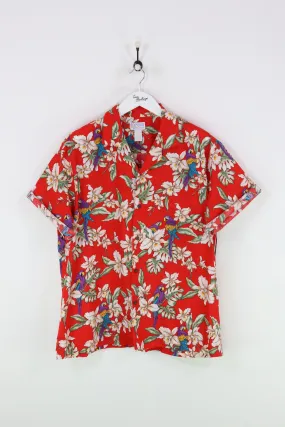 Vintage Parrot Shirt Red/Green XXL
