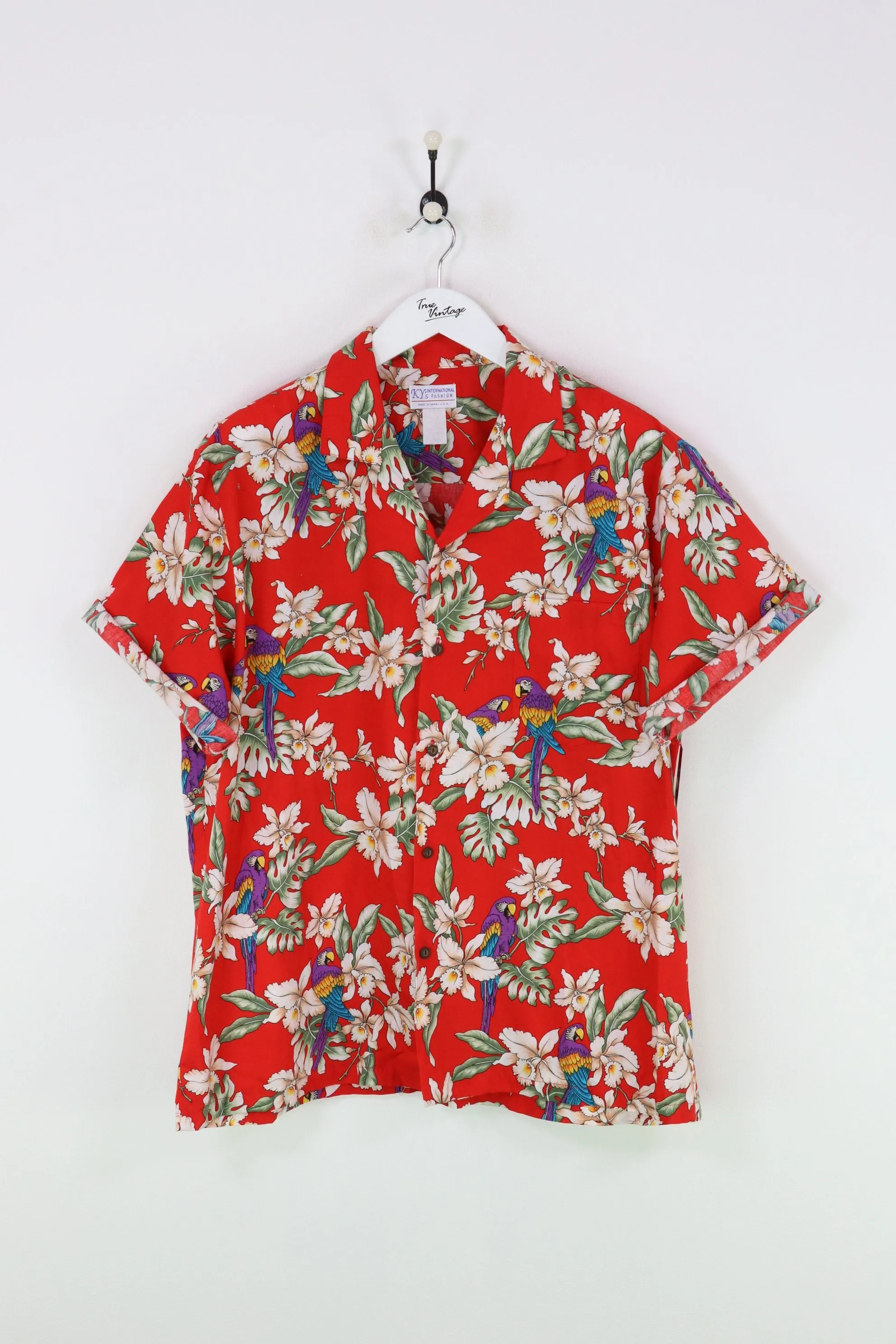 Vintage Parrot Shirt Red/Green XXL