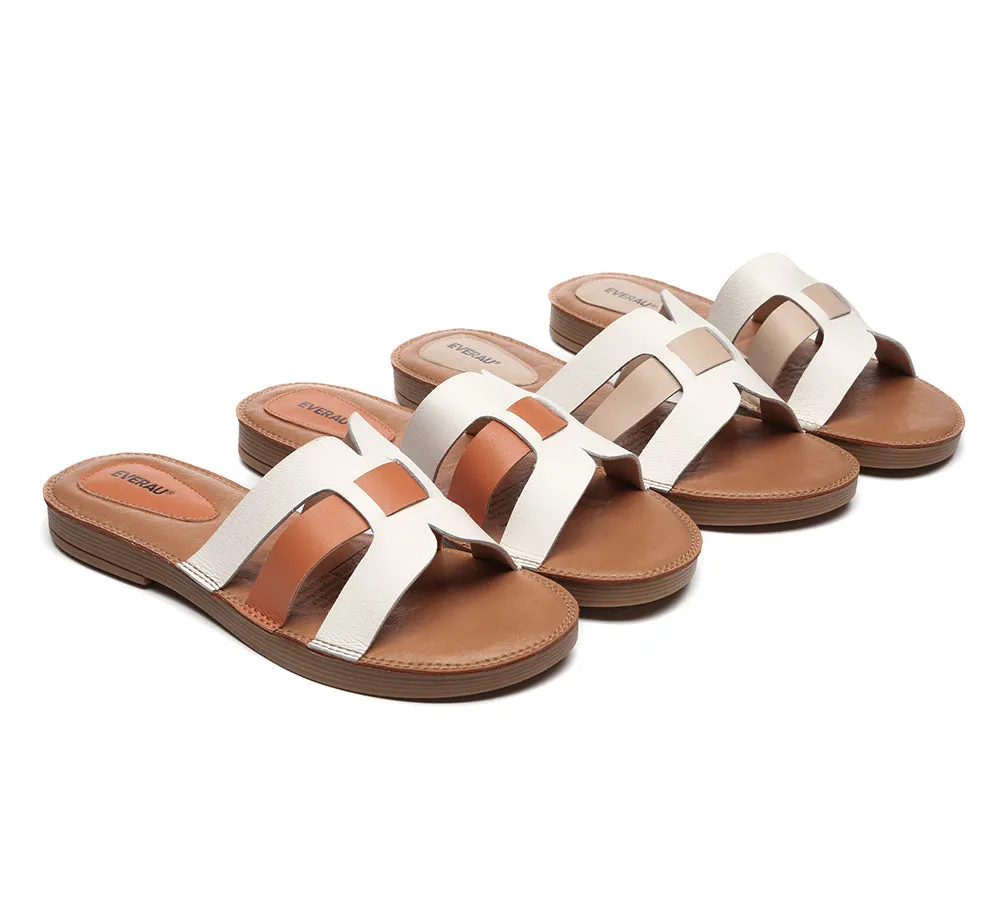 Women Leather Woven Ultra Soft Flats Slides