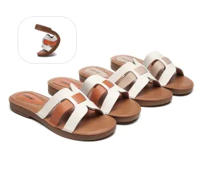 Women Leather Woven Ultra Soft Flats Slides