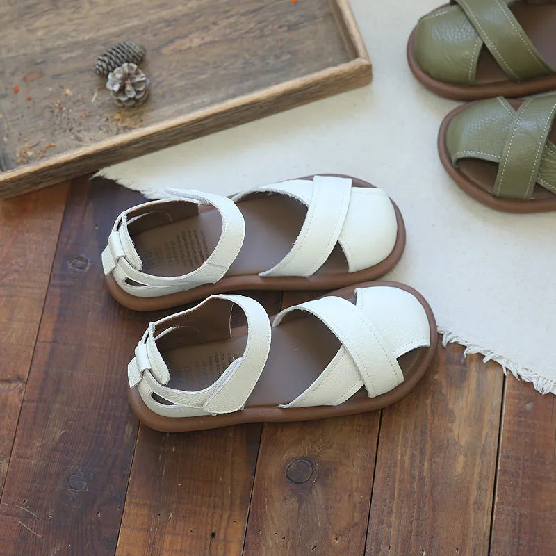 Women Retro Leather Casual Summer Sandals