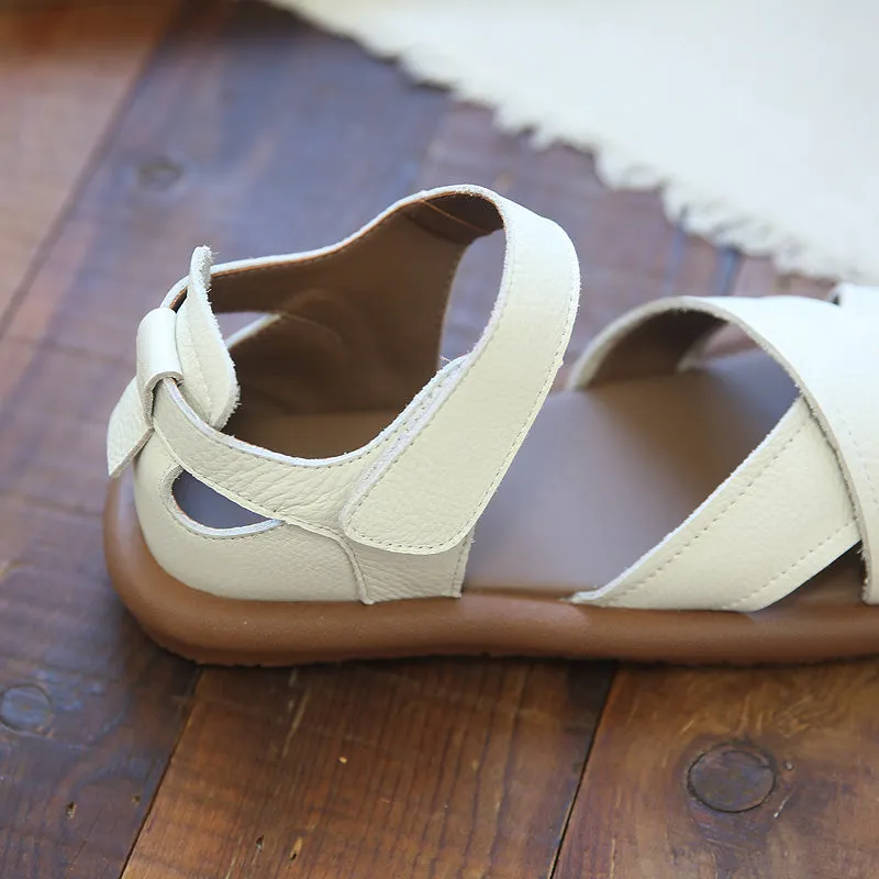 Women Retro Leather Casual Summer Sandals