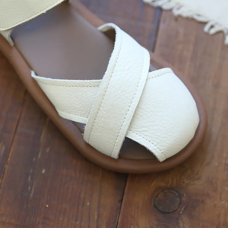 Women Retro Leather Casual Summer Sandals