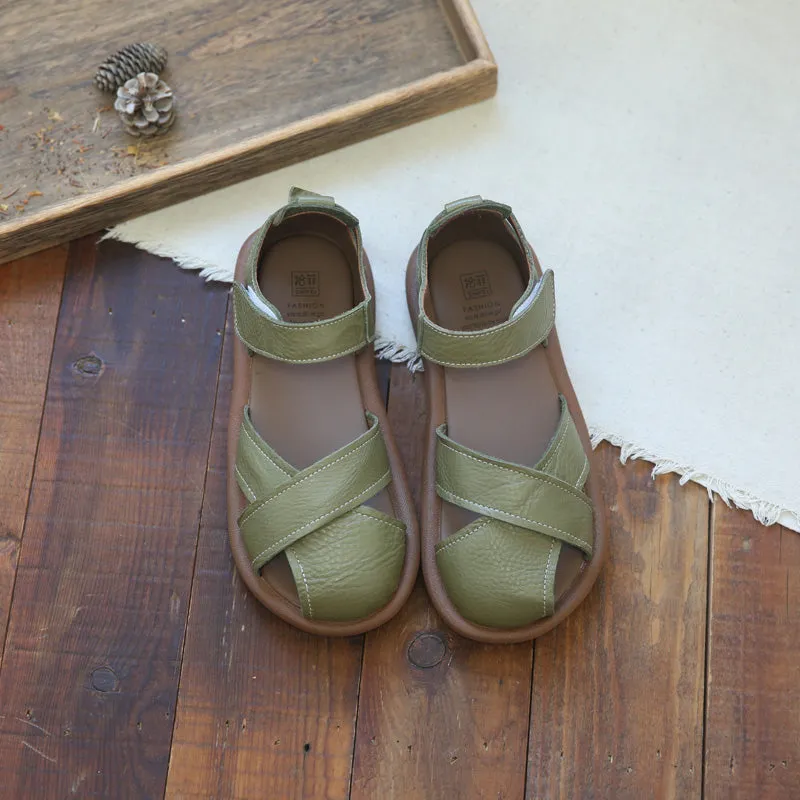 Women Retro Leather Casual Summer Sandals