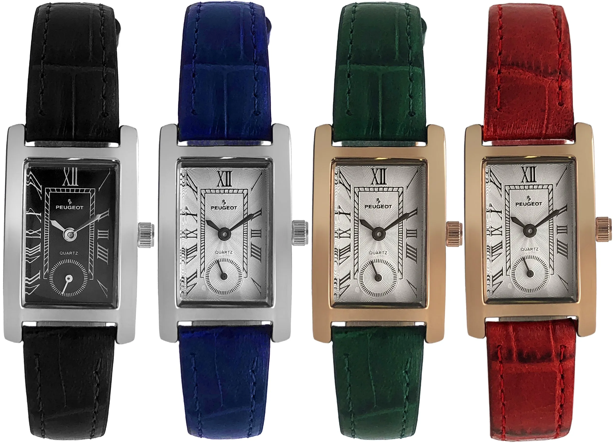 Women's Contour Tank Shape Case Green Watch with Roman Numerals