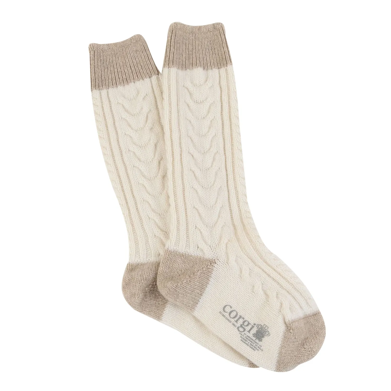 Women's Handmade Fan Cable Cashmere Socks