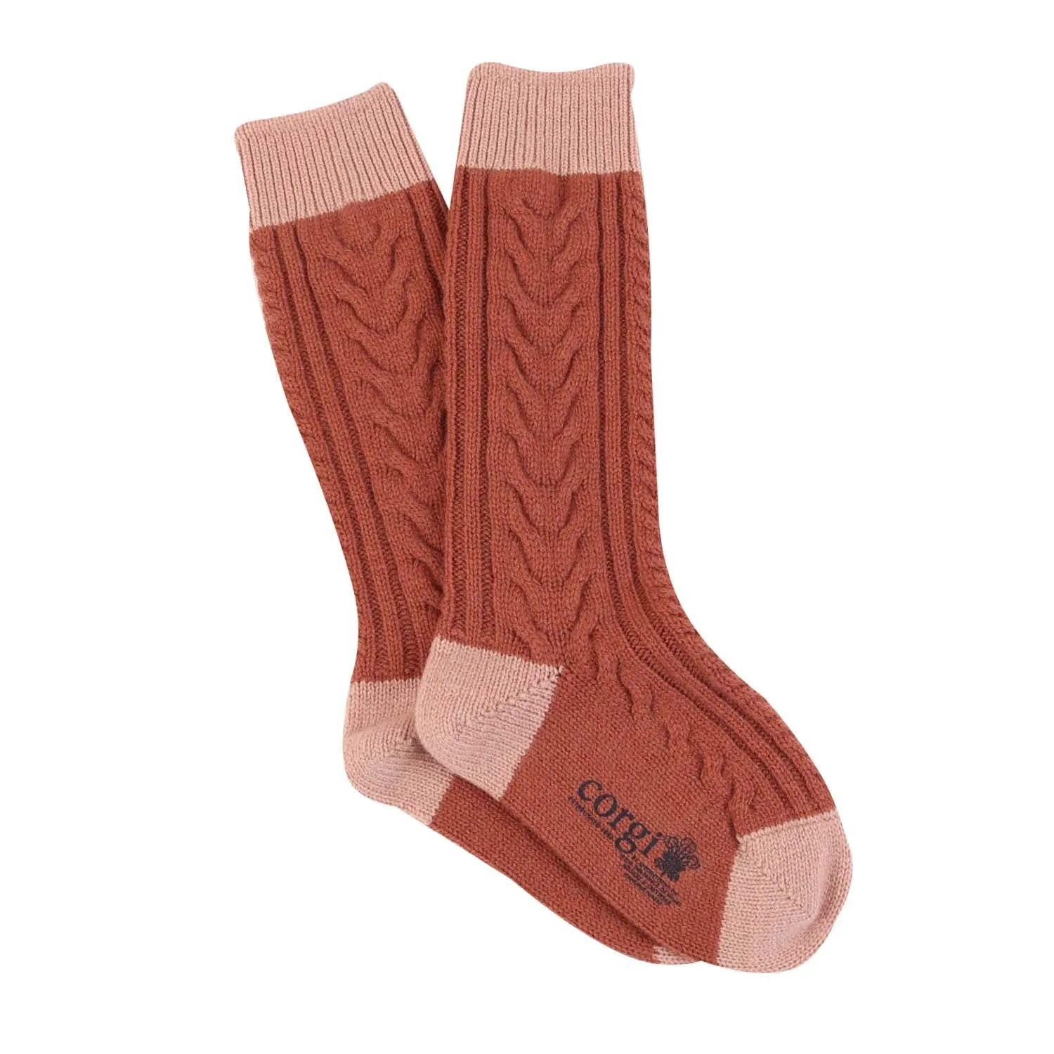 Women's Handmade Fan Cable Cashmere Socks