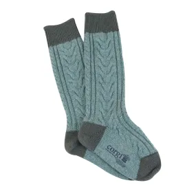 Women's Handmade Fan Cable Cashmere Socks