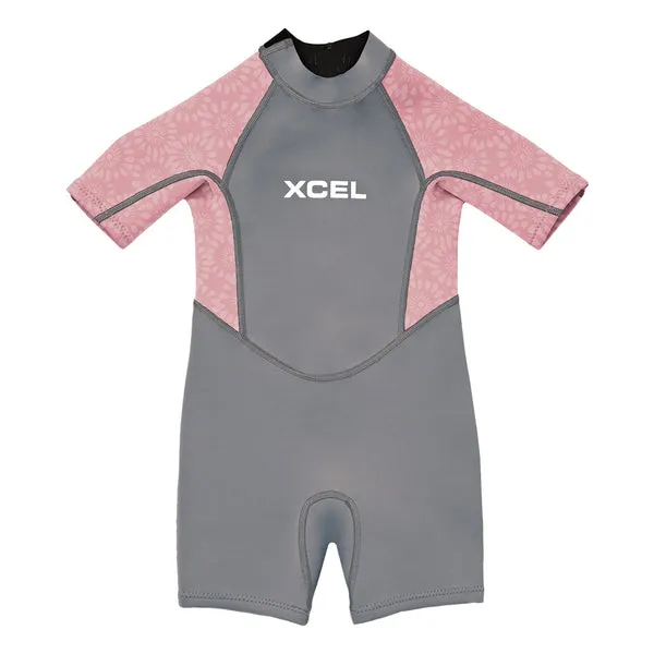 XCEL TODDLER S/S SPRINGSUIT 1MM - GREY-MESA ROSE FLOWER